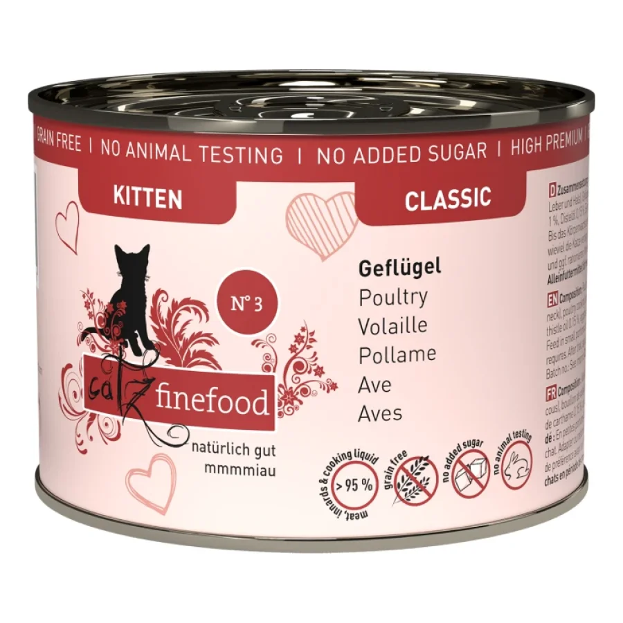 Catz finefood Nourriture humide chat Classic Kitten N° 3 volaille 24x200 g