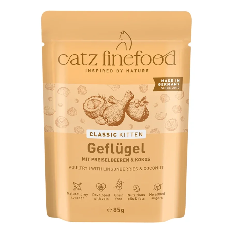 Catz finefood Nourriture humide chat Classic Kitten Volaille 64x85 g
