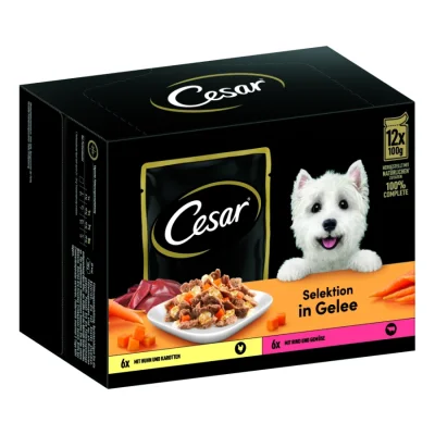 Cesar Multipack en gelée à la carotte, au poulet, au bœuf et aux légumes 4 x 12 x 100 g