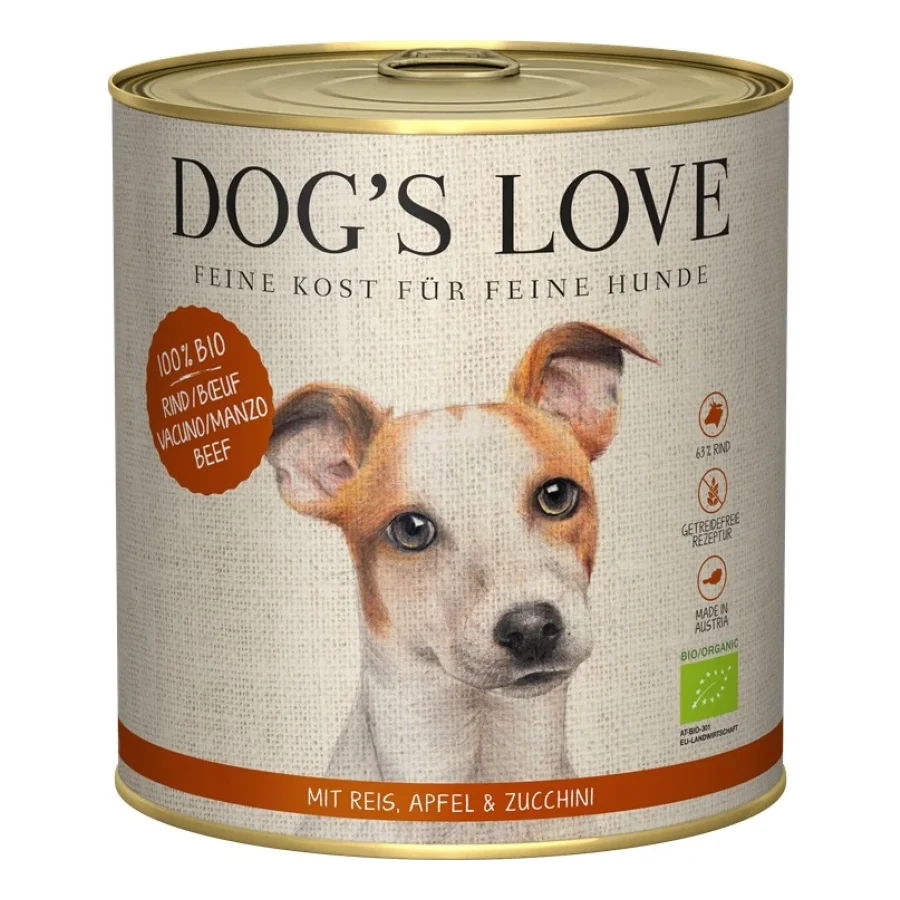 DOG'S LOVE Amour de Chien Nourriture Humide Chien, Adulte, Bio 6x800 g Bœuf au riz, aux pommes et aux courgettes 6x800 g