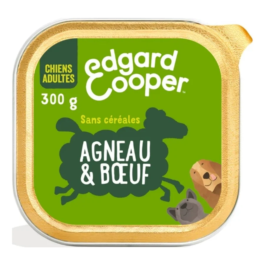 Edgard & Cooper Barquette Chien Adulte Bœuf et agneau 18x300 g