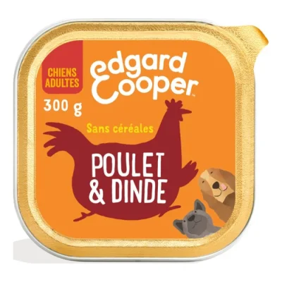 Edgard & Cooper Barquette Chien Adulte Dinde & Poulet 36x300 g