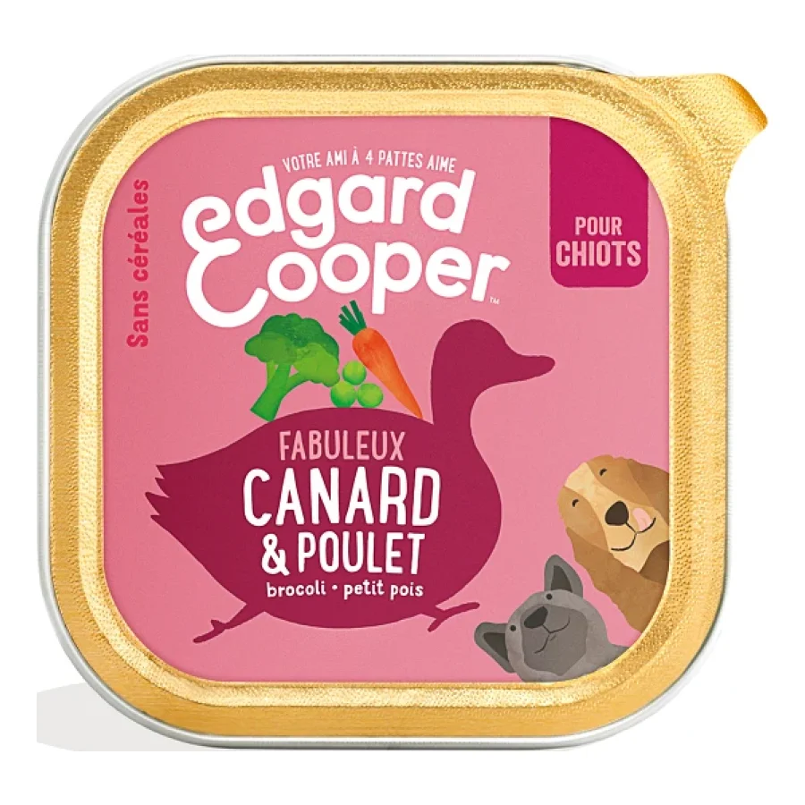 Edgard & Cooper Barquette Fabuleux Canard & Poulet Chien Junior 11x150 g