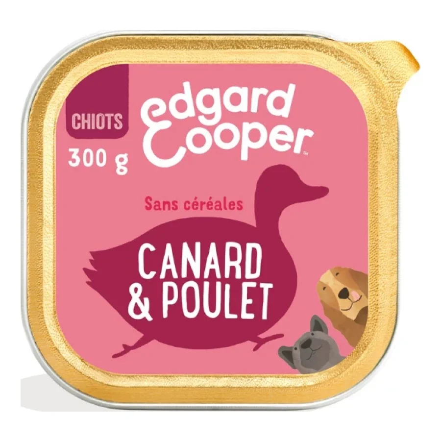 Edgard & Cooper Barquette Fabuleux Canard & Poulet Chien Junior 18x300 g