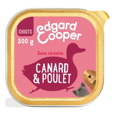 Edgard & Cooper Barquette Fabuleux Canard & Poulet Chien Junior 36x300 g