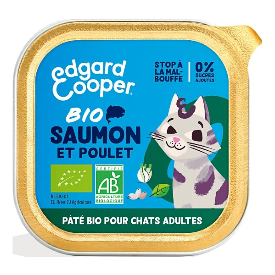Edgard & Cooper BIO Barquette Chat Adulte Saumon 16x85 g