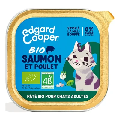 Edgard & Cooper BIO Barquette Chat Adulte Saumon 32x85 g