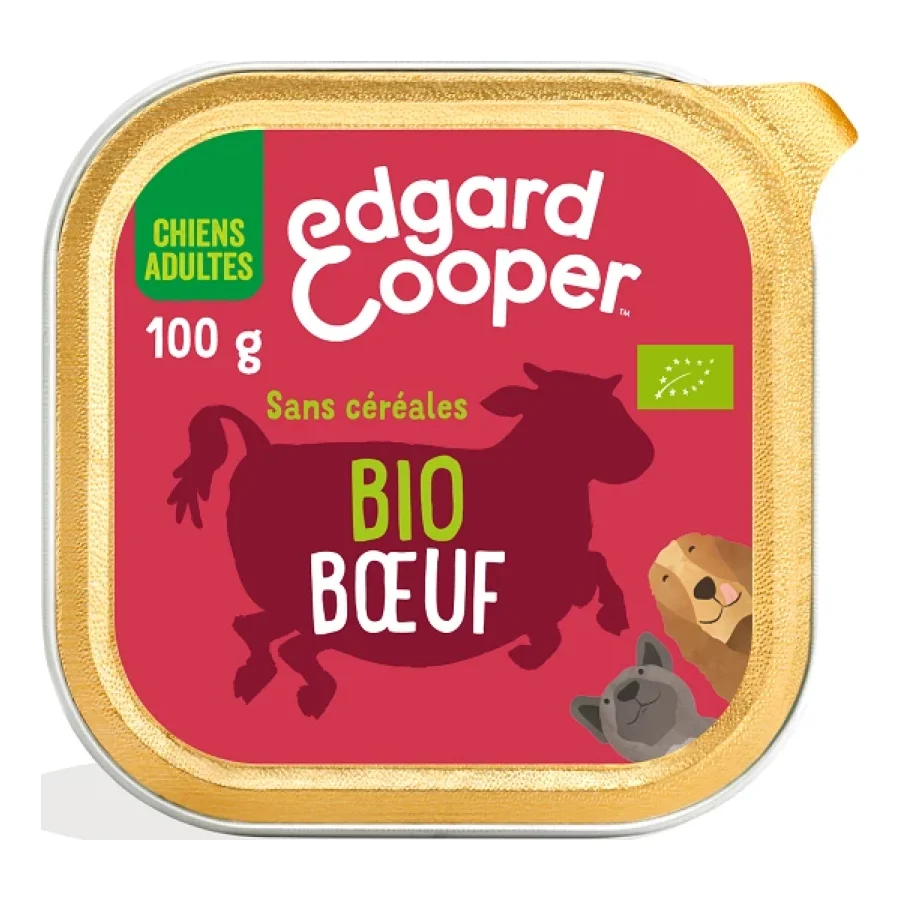 Edgard & Cooper BIO Barquette Chien Adulte Bœuf 17x100 g