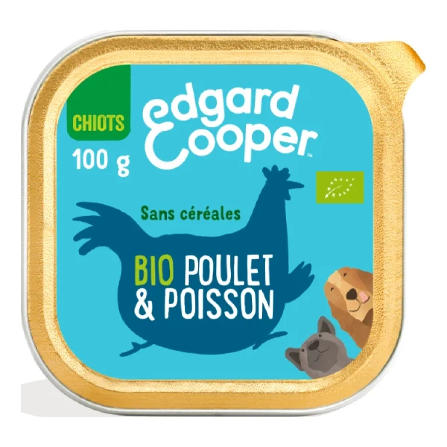 Edgard & Cooper BIO Barquette Exceptionnels Poulet & Poisson Chien Junior 17 x 100 g