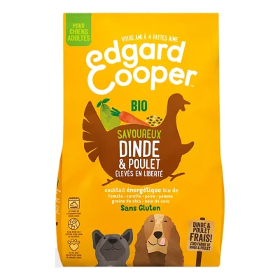 Edgard & Cooper BIO Croquettes Chien Adulte Poulet et dinde 2x2,5 kg