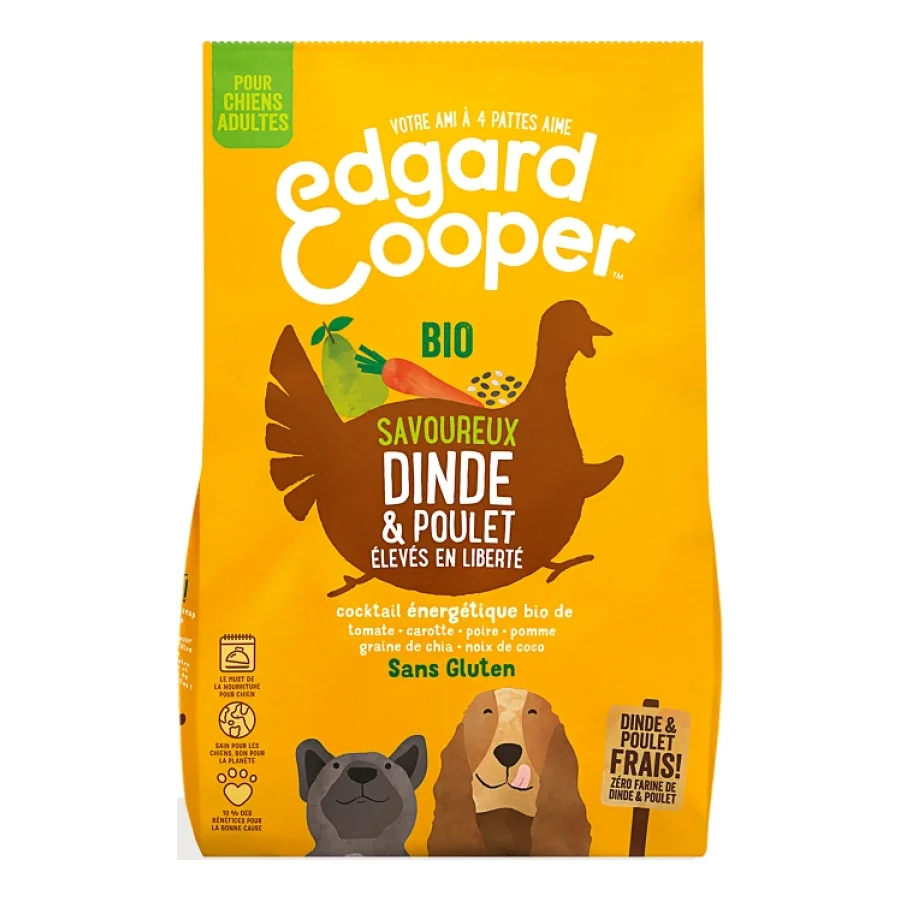 Edgard & Cooper BIO Croquettes Chien Adulte Poulet et dinde 2x2,5 kg