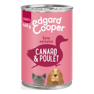 Edgard & Cooper Boîte Fabuleux Canard & Poulet Chien Junior 6 x 400 g