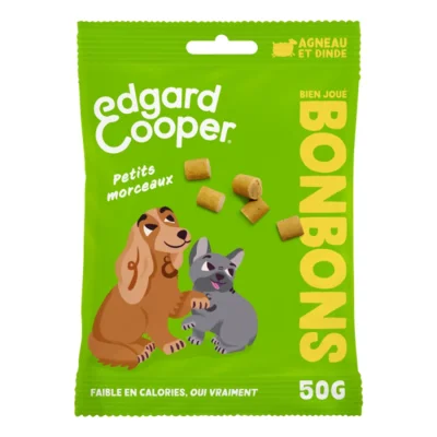 Edgard & Cooper Bonbons à l'Agneau & Dinde Petits Morceaux Chien Adulte 50g
