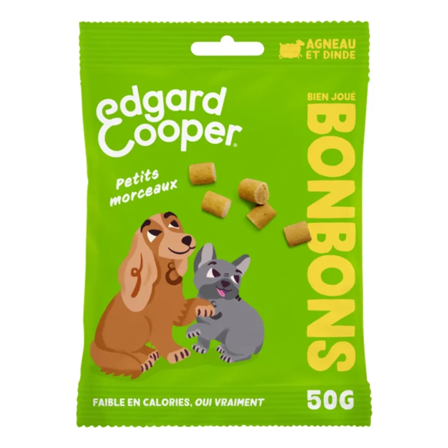 Edgard & Cooper Bonbons à l'Agneau & Dinde Petits Morceaux Chien Adulte 50g