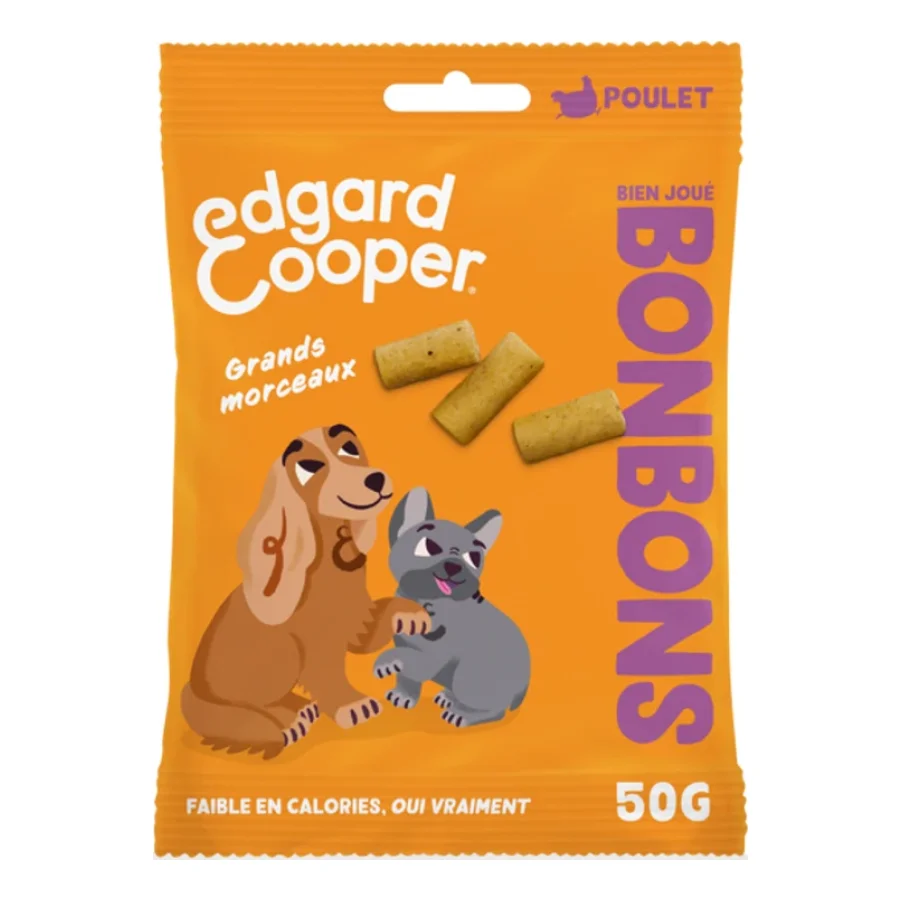 Edgard & Cooper Bonbons au Poulet Gros Morceaux Chien Adulte 50g