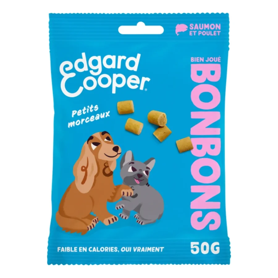 Edgard & Cooper Bonbons au Saumon & Poulet Petits Morceaux Chien Adulte 50g