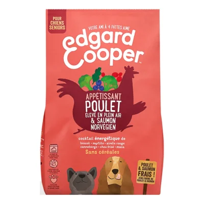Edgard & Cooper Croquettes Appétissant Poulet élevé en plein air Adulte & Saumon norvégien Chien Senior 2x12 kg