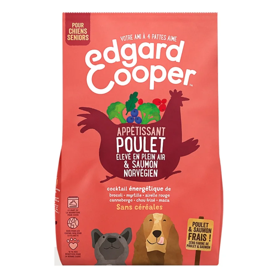 Edgard & Cooper Croquettes Appétissant Poulet élevé en plein air Adulte & Saumon norvégien Chien Senior 7 kg