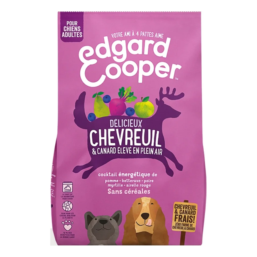 Edgard & Cooper Croquettes Chien Adulte Chevreuil et Canard 2x2,5 kg