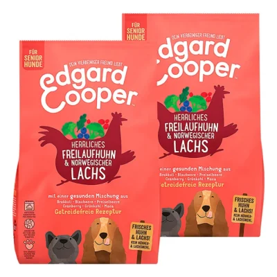 Edgard & Cooper Croquettes pour chien adulte, Poulet fermier frais & saumon norvégien 2x12 kg
