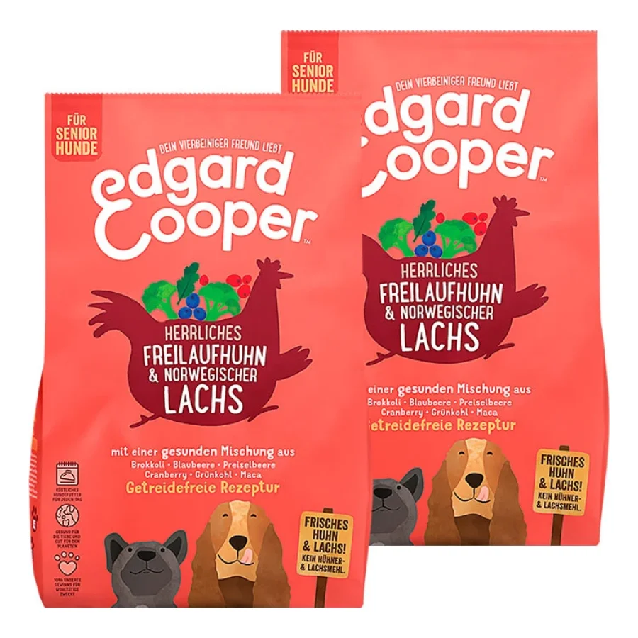 Edgard & Cooper Croquettes pour chien adulte, Poulet fermier frais & saumon norvégien 2x12 kg