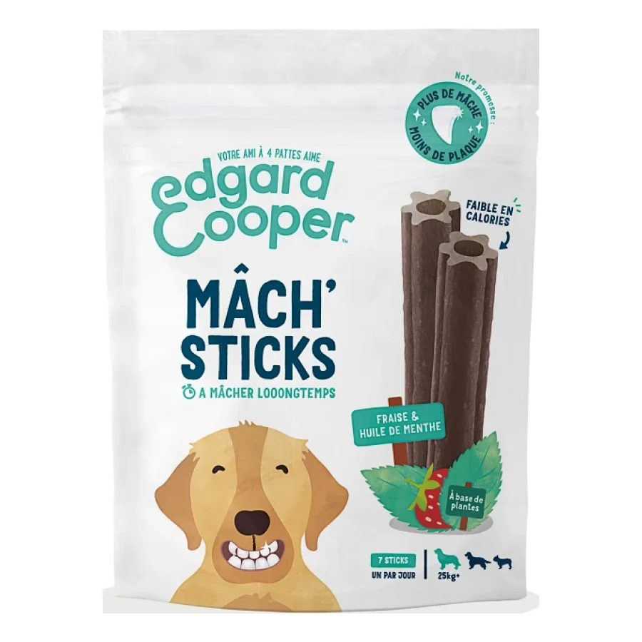 Edgard & Cooper Dental Mâch Sticks Fraise & Menthe Grand Chien x 56 pcs