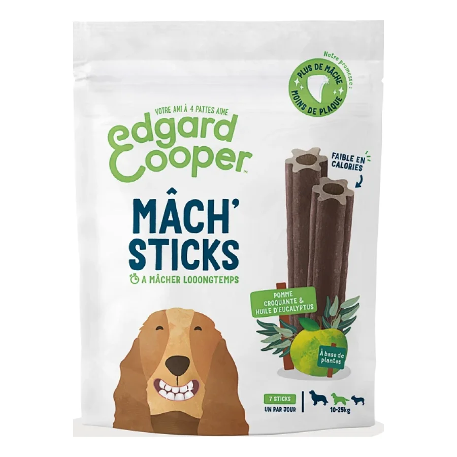 Edgard & Cooper Dental Mâch Sticks Pomme & Eucalyptus Moyen Chien x 56 pcs
