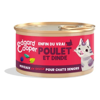 Edgard & Cooper Morceaux en Sauce Poulet & Dinde Chat Senior 18 x 85 g