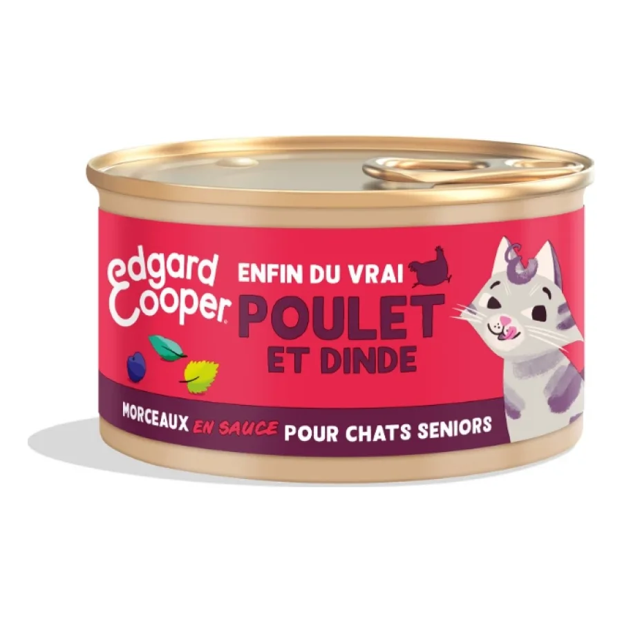 Edgard & Cooper Morceaux en Sauce Poulet & Dinde Chat Senior 18 x 85 g