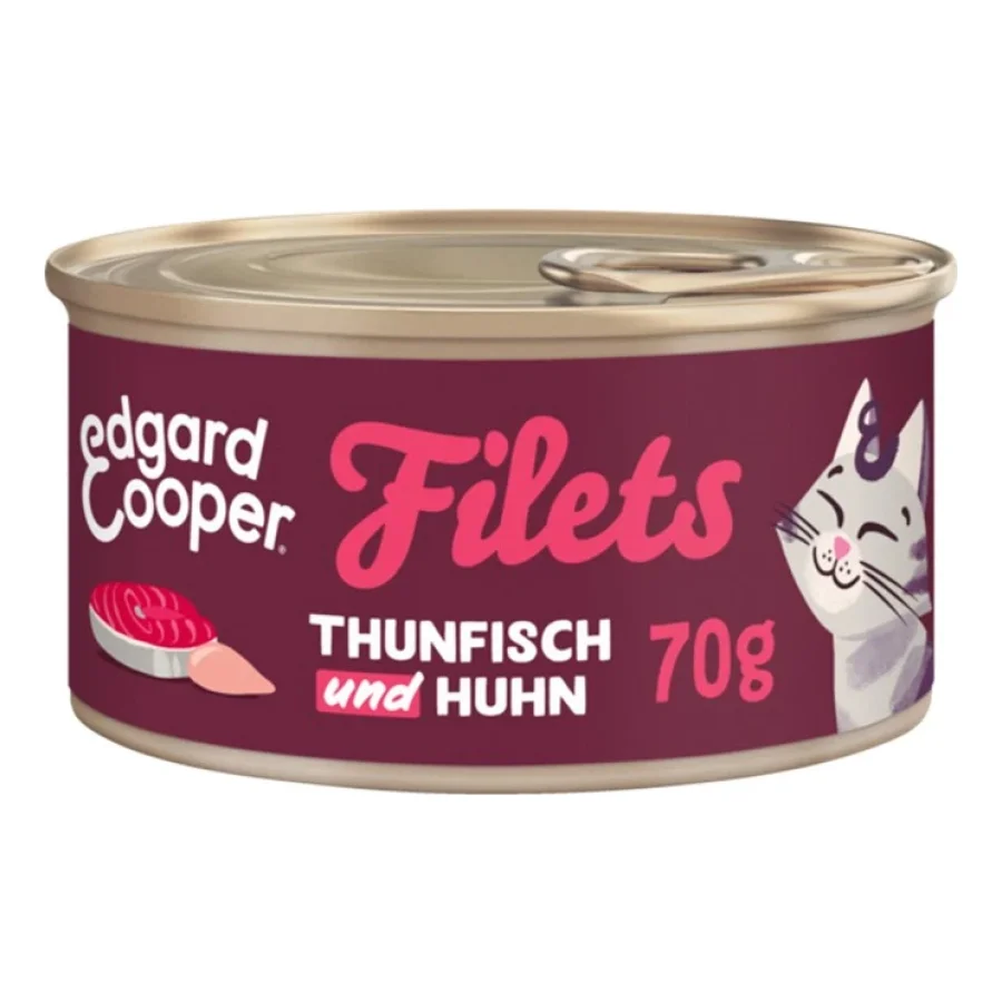 Edgard & Cooper Nourriture humide Chat Adulte Filets Thon et poulet 24x70 g