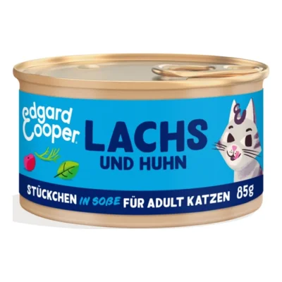 Edgard & Cooper Nourriture humide chat adulte morceaux en sauce Saumon et poulet 18x85 g