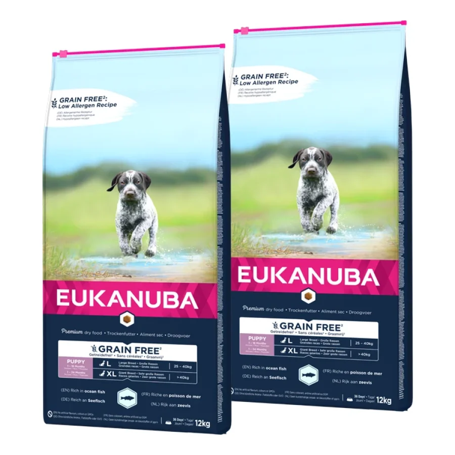 EUKANUBA Aliments pour chiots sans céréales pour grandes races 2x12 kg
