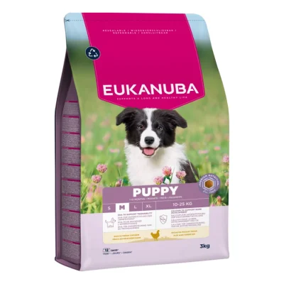 EUKANUBA croquettes chien, junior, taille moyenne, poulet 3kg