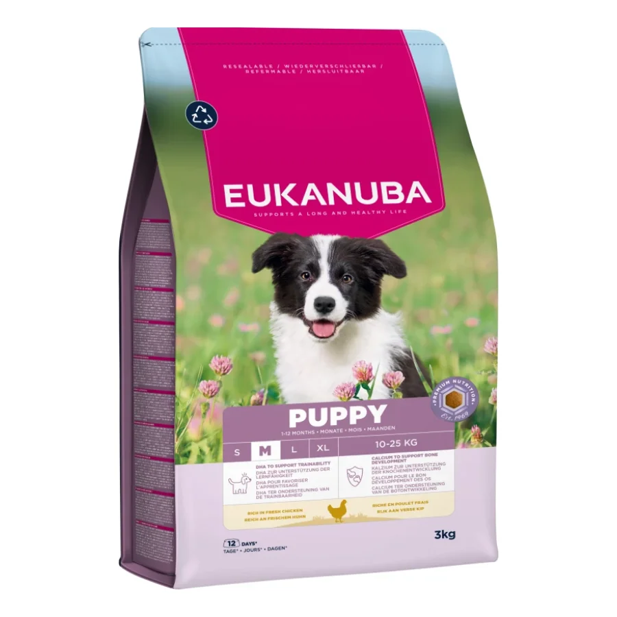 EUKANUBA croquettes chien, junior, taille moyenne, poulet 3kg