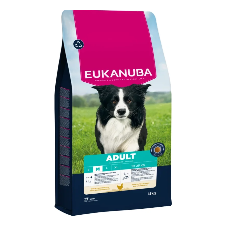 EUKANUBA croquettes pour chien, adulte, taille moyenne, poulet 15 kg