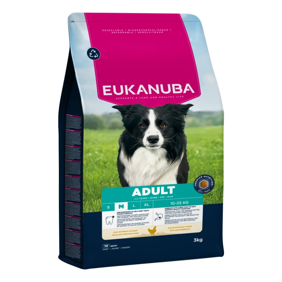 EUKANUBA croquettes pour chien, adulte, taille moyenne, poulet 3 kg