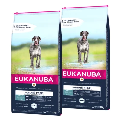 EUKANUBA sans céréales au poisson pour grandes races 2x12 kg