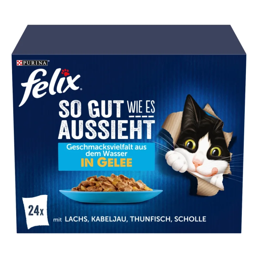 Felix Aussi bon que beau 24 x 85 g Variété de saveurs aquatiques