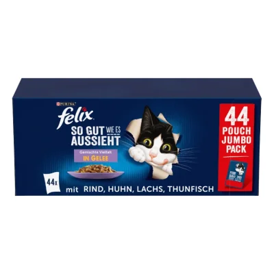 Felix Nourriture humide pour chat Sensations en gelée et mix de variétés 44 x 85 g Variétés panachées