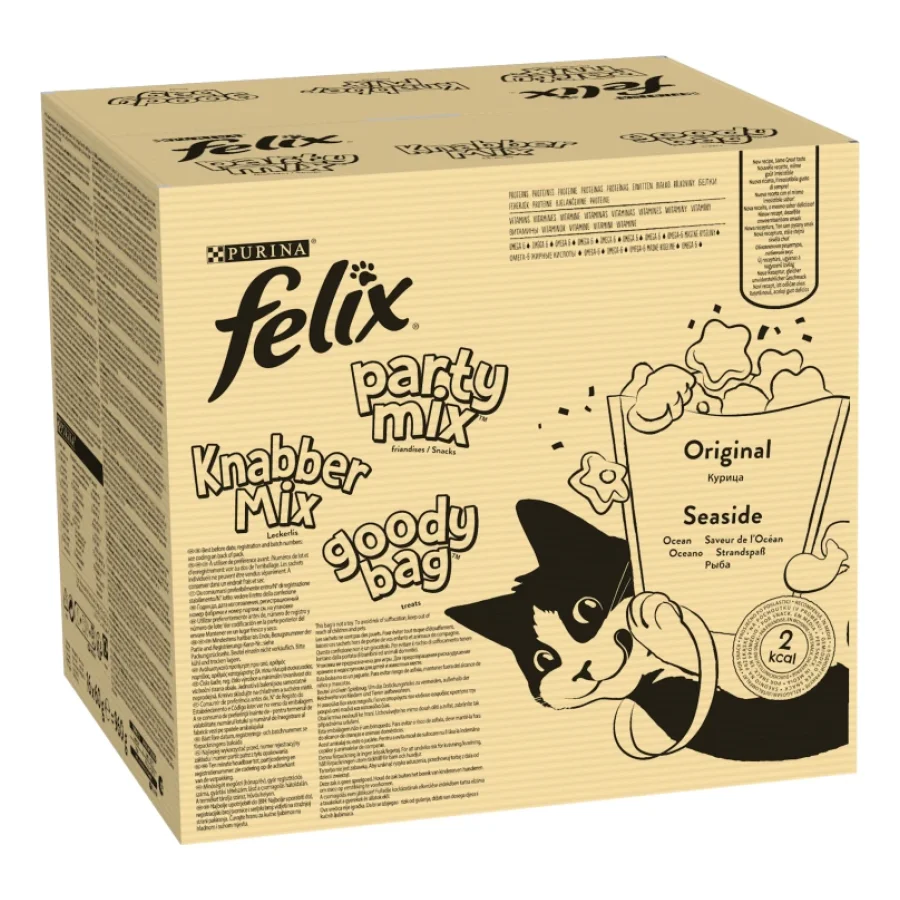 Felix Party Mix Friandises pour chat Original & Strandspaß friandises pour chat 2 x 8 sachets de 60 g