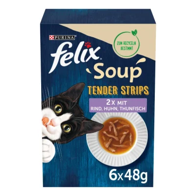 Felix Soup Tender Strips Soupe 6 x 48 g Bœuf, poulet, thon