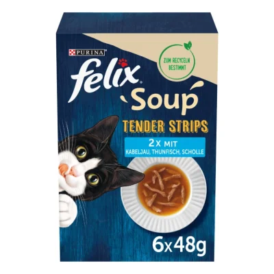 Felix Soup Tender Strips Soupe 6 x 48 g Cabillaud, thon, plie