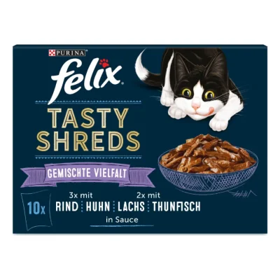 Felix Tasty Shreds Variété mélangée 80x80g