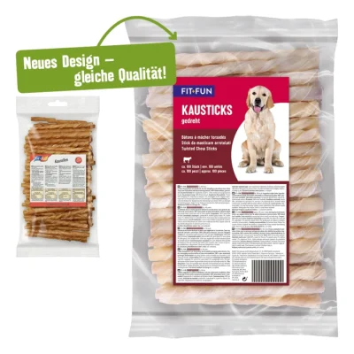 FIT+FUN Bâtonnets à mâcher , tournés 12,5 cm env. 100 pièces 870 g