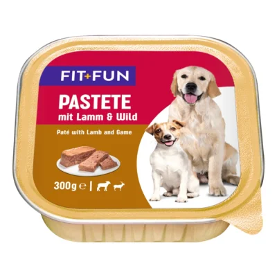 FIT+FUN Boîtes de Patée Chien Adulte à l’agneau et au gibier 9x300 g