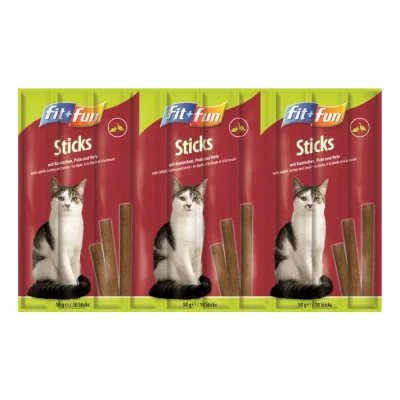 FIT+FUN Sticks 25 x 10 pièces Dinde, lapin et levure