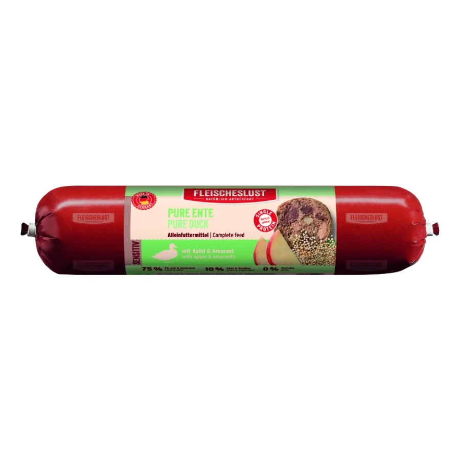 Fleischeslust Nourriture humide chien sensible adulte Canard 12x800 g