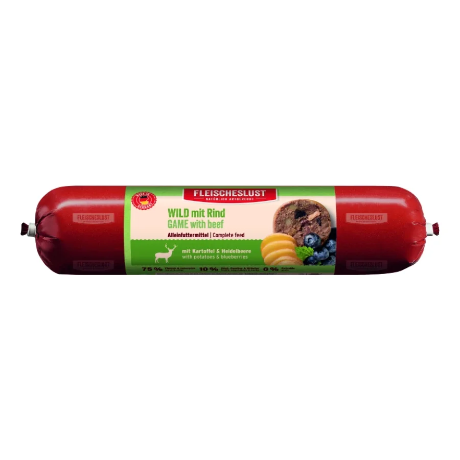 Fleischeslust nourriture humide pour chien Classic adulte Bœuf et gibier 12x800 g