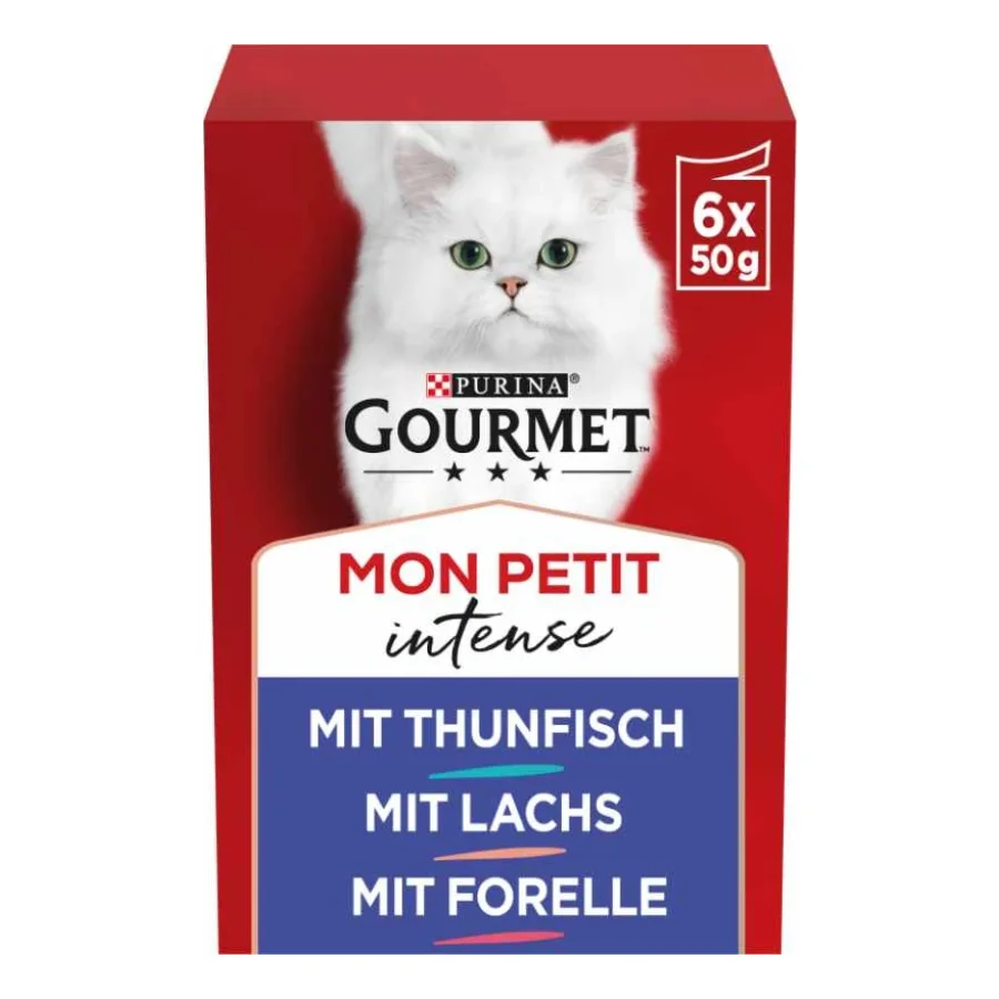 GOURMET Mon Petit Intense 8 x 6 x 50 g avec thon, saumon, truite 48x50 g