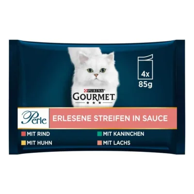 GOURMET Perle Bœuf, poulet, lapin et saumon 4x85 g